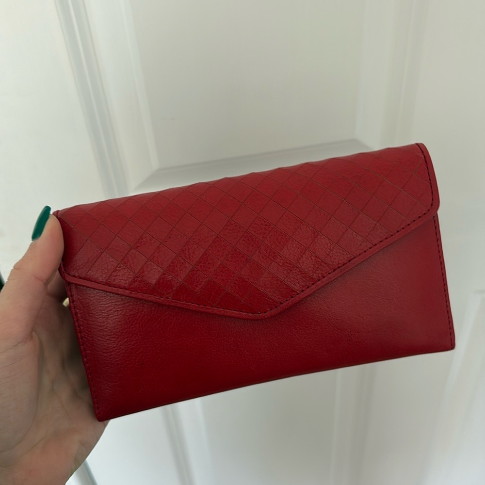 Red Clutch Leather Purse